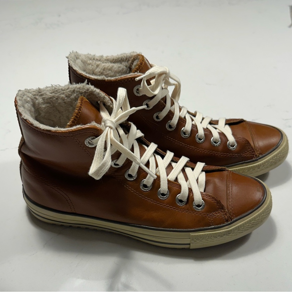 Converse chuck taylor all star leather caramel Brown High-Top boot Sneakers 10
